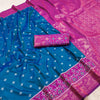 Teal Blue Luxury Silk Saree with Royal Magenta Banarasi Border & Grand Zari Pallu