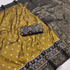 Mustard Gold Luxury Silk Saree with Black Antique Banarasi Border & Grand Zari Jaal Pallu
