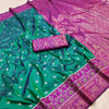Emerald Teal Luxury Silk Saree with Royal Purple Banarasi Border & Zari Jaal Pallu