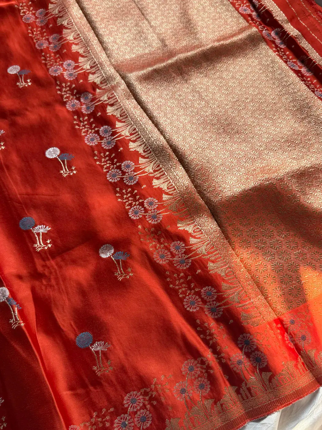 Royal Crimson Heritage Cotton Saree with Woven Zari Border
