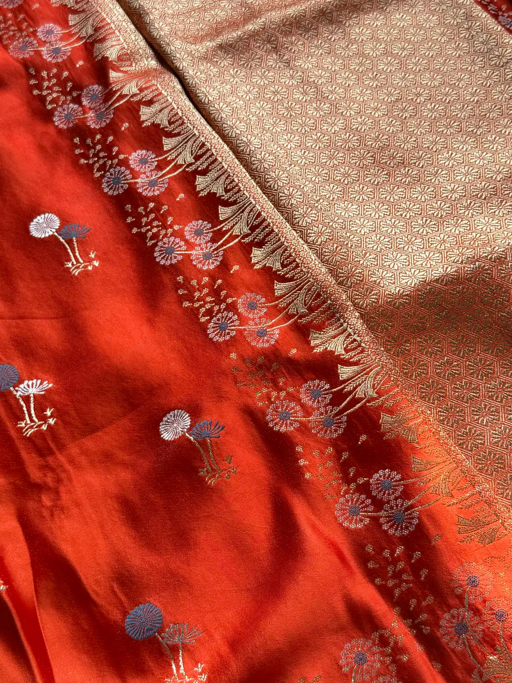 Royal Crimson Heritage Cotton Saree with Woven Zari Border