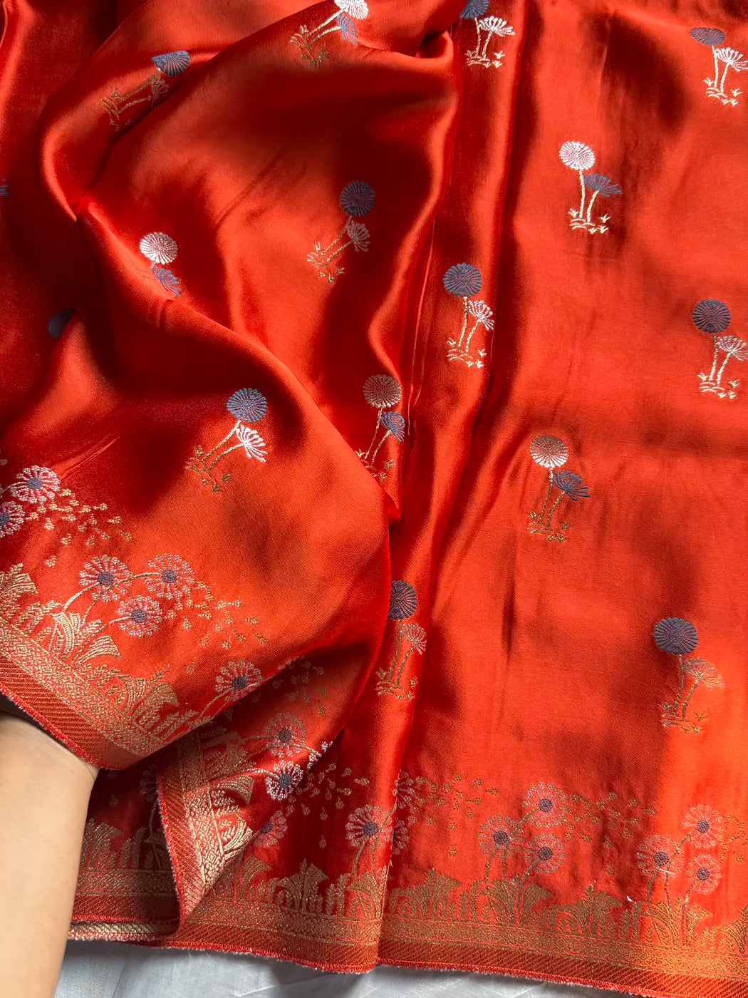 Royal Crimson Heritage Cotton Saree with Woven Zari Border