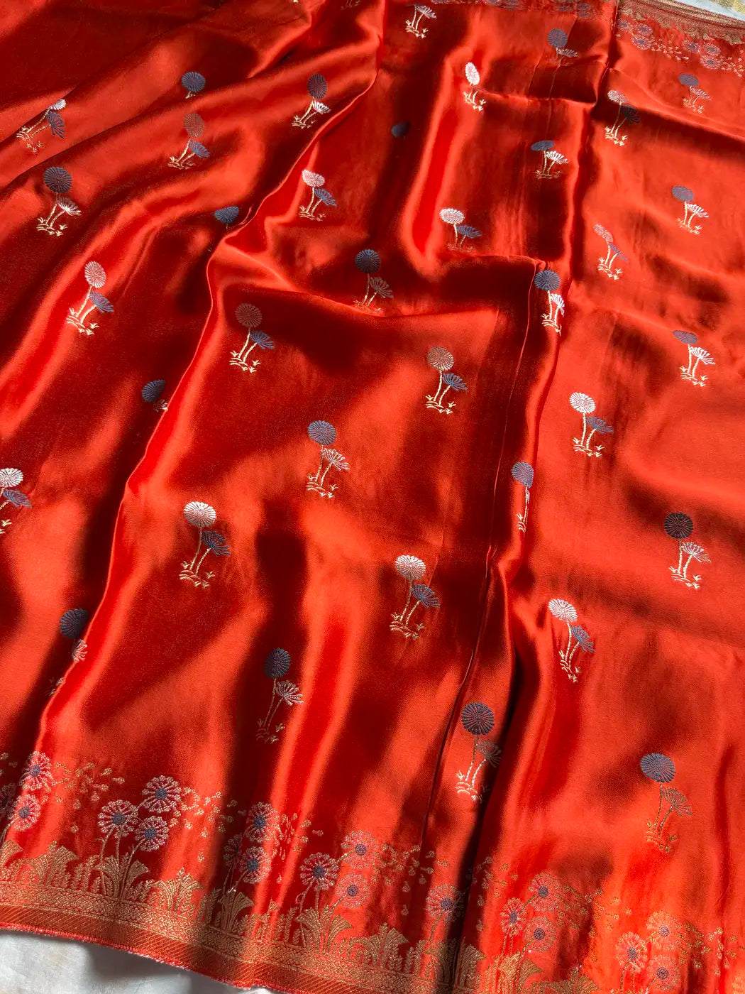 Royal Crimson Heritage Cotton Saree with Woven Zari Border