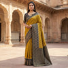 Mustard Gold Luxury Silk Saree with Black Antique Banarasi Border & Grand Zari Jaal Pallu