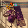 Royal Amethyst Cotton Saree with Elephant Zari Heritage Border