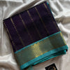 Midnight Royal Cotton Saree with Teal Zari Heritage Border