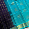 Midnight Royal Cotton Saree with Teal Zari Heritage Border