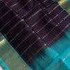 Midnight Royal Cotton Saree with Teal Zari Heritage Border