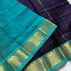 Midnight Royal Cotton Saree with Teal Zari Heritage Border