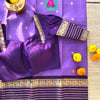Royal Lavender Cotton Saree with Heritage Elephant Zari Border