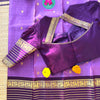 Royal Lavender Cotton Saree with Heritage Elephant Zari Border