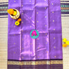 Royal Lavender Cotton Saree with Heritage Elephant Zari Border