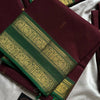 Royal Maroon Cotton Saree with Emerald Zari Heritage Border