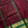 Royal Maroon Cotton Saree with Emerald Zari Heritage Border