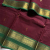 Royal Maroon Cotton Saree with Emerald Zari Heritage Border