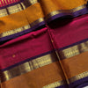 Rani Pink Cotton Saree with Mustard Gold Zari Border