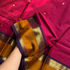 Rani Pink Cotton Saree with Mustard Gold Zari Border