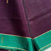 Royal Plum Cotton Saree with Emerald Zari Border