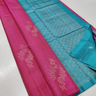 Prominent Dark Pink Soft Silk Saree With Arresting Blouse Piece