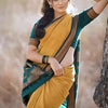 Inspiring Mustard Soft Silk Saree With Verdant Blouse Piece