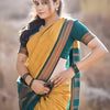 Inspiring Mustard Soft Silk Saree With Verdant Blouse Piece