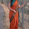 Dalliance Orange Soft Silk Saree With Nectarous Blouse Piece