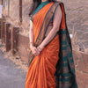 Dalliance Orange Soft Silk Saree With Nectarous Blouse Piece