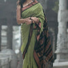 Imbrication Pista Soft Silk Saree With Ravishing Blouse Piece