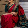 Woebegone Red Soft Silk Saree With Opulent Blouse Piece