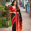 Supernal Black Soft Silk Saree With Resonant Blouse Piece