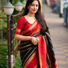 Supernal Black Soft Silk Saree With Resonant Blouse Piece