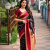 Prodigal Navy Blue Soft Silk Saree With Majestic Blouse Piece
