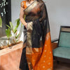 Flamboyant Black Cotton Silk Saree With Staring Blouse Piece