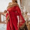 Classy Red Cotton Silk Saree With Designer Blouse Piece