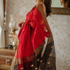 Classy Red Cotton Silk Saree With Designer Blouse Piece