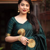 Ideal Dark Green Soft Silk Saree With Mesmeric Blouse Piece