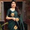 Ideal Dark Green Soft Silk Saree With Mesmeric Blouse Piece