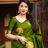 Gorgeous Green Soft Silk Saree With Sophisticated Blouse Piece