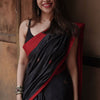 Imbrication Black Cotton Silk Saree With Scintilla Blouse Piece