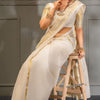 Petrichor Off White Soft Silk Saree With Scrumptious Blouse Piece