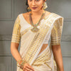 Petrichor Off White Soft Silk Saree With Scrumptious Blouse Piece