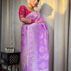Dazzling Lavender Soft Silk Saree With Beautiful Blouse Piece