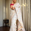 Desiring Off White Soft Silk Saree With Engrossing Blouse Piece