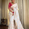 Desiring Off White Soft Silk Saree With Engrossing Blouse Piece