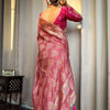 Attractive Peach Soft Silk Saree With Jazzy Blouse Piece