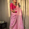 Groovy Pink Soft Silk Saree With Majesty Blouse Piece