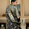 Blissful Black Soft Silk Saree With Angelic Blouse Piece