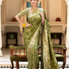 Nemesis Mehndi Soft Silk Saree With Serendipity Blouse Piece