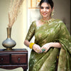 Nemesis Mehndi Soft Silk Saree With Serendipity Blouse Piece