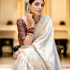 Snappy Off White Soft Silk Saree With Transcendent Blouse Piece